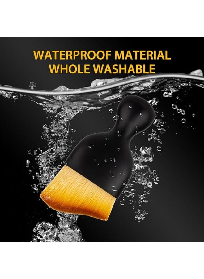 فرشاة تنظيف صالون السيارة، فرشاة تنظيف السيارة بشعيرات ناعمة، أداة تنظيف داخلية للسيارة لتنظيف السيارة من الداخل والخارج، من جلد سكايلايت، فرشاة غبار من امرولز، قطعتان (أسود) - Image 3